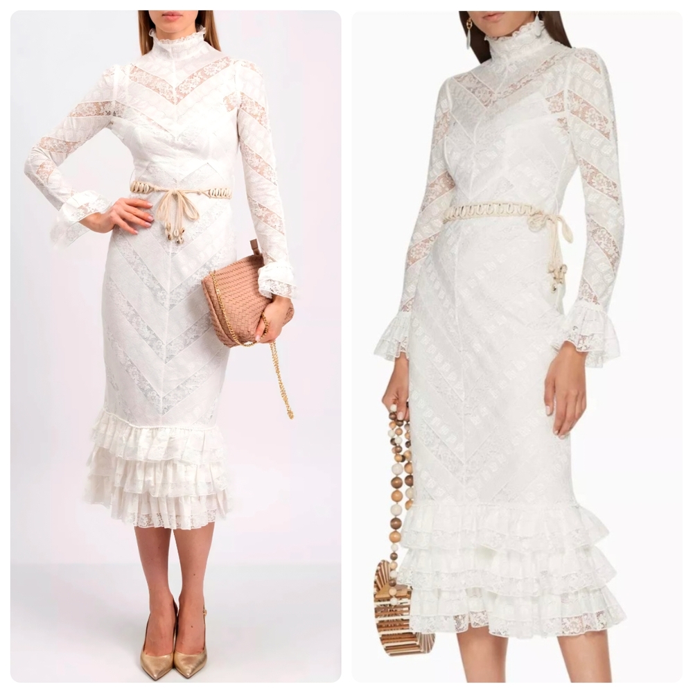 ZIMMERMANN Veneto Perennial Lace Midi Dress. NWT